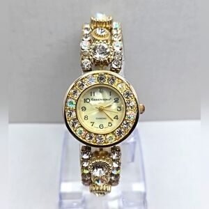 Womens Vintage Cerentino Diamond Gold Tone Watch Crystals Rhinestone New Battery